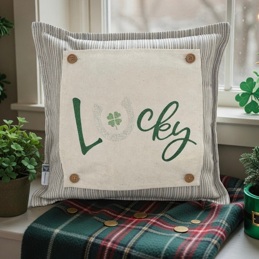 GLITTER PANEL ONLY: SQUARE, Irish Kisses & Shamrock Wishes; Spring St. Patrick's Day, SQUARE GLITTER LUCKY