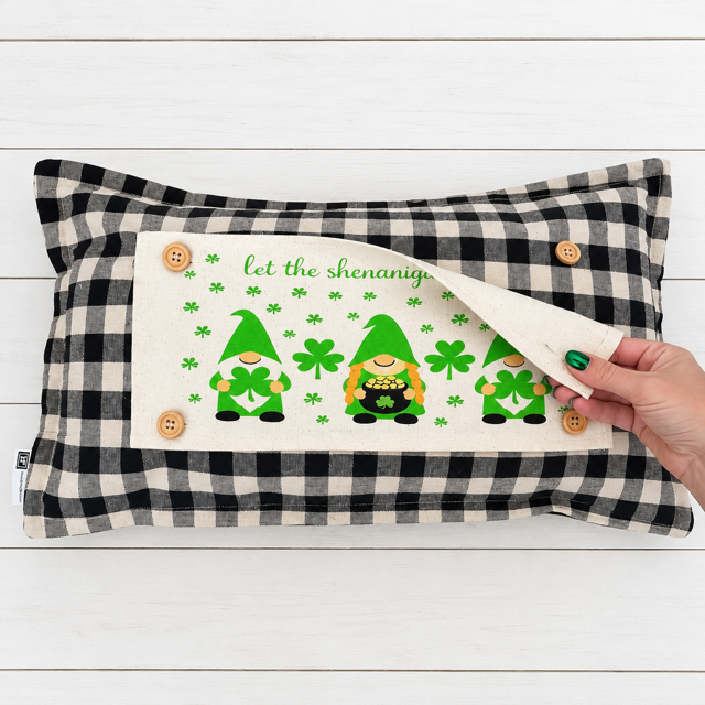 PANEL ONLY: RECTANGLE Holiday Spring, St. Patrick's Day, March 17th Leprechaun, Horse Shoe, Green, Irish, ST. PATTY'S GNOMES