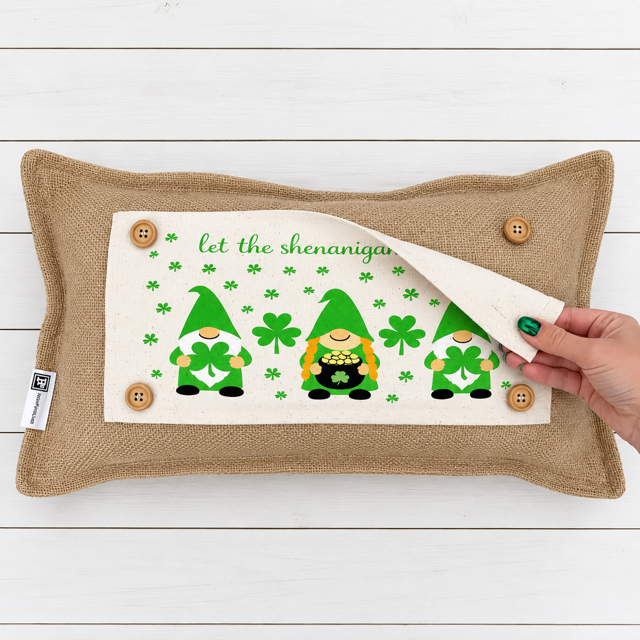 PANEL ONLY: RECTANGLE Holiday Spring, St. Patrick's Day, March 17th Leprechaun, Horse Shoe, Green, Irish, ST. PATTY'S GNOMES