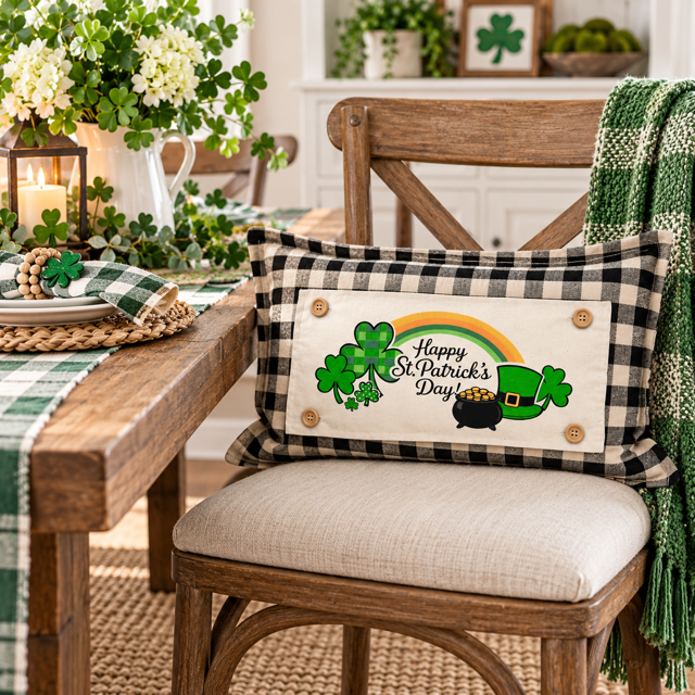PANEL ONLY: RECTANGLE Holiday Spring, St. Patrick's Day, March 17th Leprechaun, Horse Shoe, Green, Irish, ST. PATTY'S TRIO