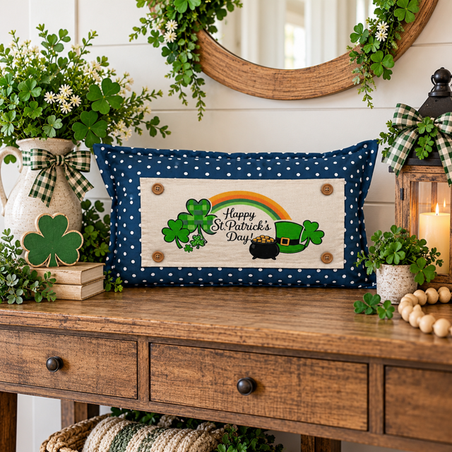 PANEL ONLY: RECTANGLE Holiday Spring, St. Patrick's Day, March 17th Leprechaun, Horse Shoe, Green, Irish, ST. PATTY'S TRIO