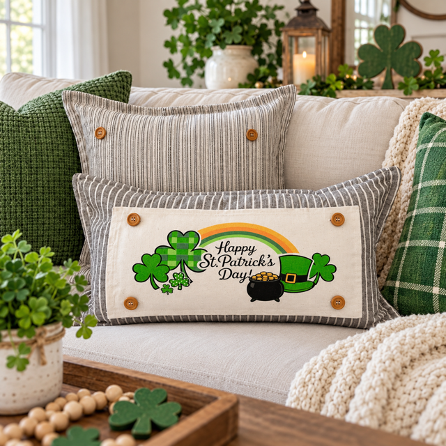 PANEL ONLY: RECTANGLE Holiday Spring, St. Patrick's Day, March 17th Leprechaun, Horse Shoe, Green, Irish, ST. PATTY'S TRIO