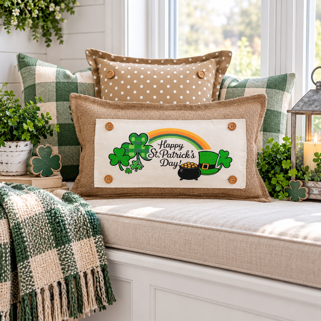 PANEL ONLY: RECTANGLE Holiday Spring, St. Patrick's Day, March 17th Leprechaun, Horse Shoe, Green, Irish, ST. PATTY'S TRIO