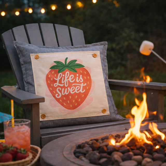 PANEL ONLY: SQUARE Spring, Summer, Garden Lover, Plants, Flowers; Life is Sweet STRAWBERRY ICE CREAM
