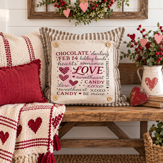 PANEL ONLY: SQUARE Holiday Pure & Simple Aesthetic Classy Clean Boho Heart Cursive Honest Natural Love Winter, Valentine's, Hearts, Red, Pink: SQUARE VALENTINE'S SUBWAY WORD ART