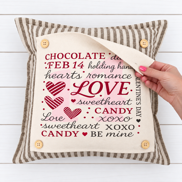 PANEL ONLY: SQUARE Holiday Pure & Simple Aesthetic Classy Clean Boho Heart Cursive Honest Natural Love Winter, Valentine's, Hearts, Red, Pink: SQUARE VALENTINE'S SUBWAY WORD ART