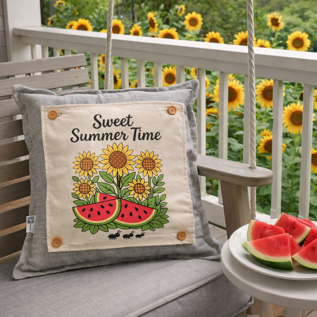 PANEL ONLY: SQUARE Entry, Garden, Between Holidays, House Warming, Host, sunflowers, watermelon, Summer; SWEET SUMMER TIME
