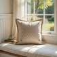 PILLOW ONLY: SQUARE Tan with white polka-dot spots Pillow; WHITE/TAN POLKA DOT PILLOW (with insert)