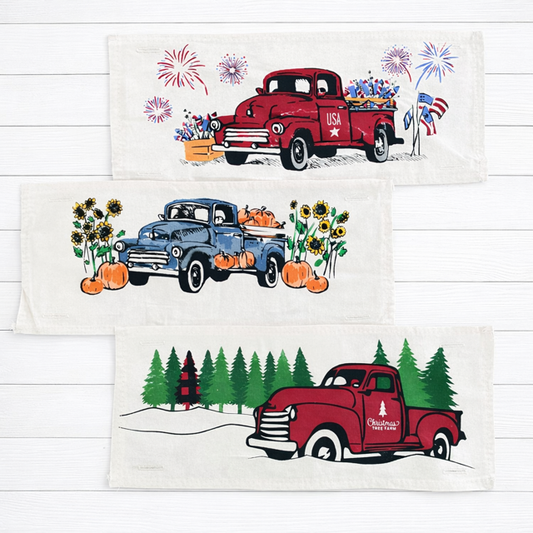 4 PANELS ONLY BUNDLE: RECTANGLE Vintage Truck Panels SAVE!! Spring, Summer, Fall, Christmas, EASTER / FIREWORKS / PUMPKIN / PLAID TREE TRUCKS