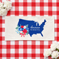 PANEL ONLY: RECTANGLE Summer; Picnic Table Cloth Stars Stripes America, Red, White, Blue; USA MAP