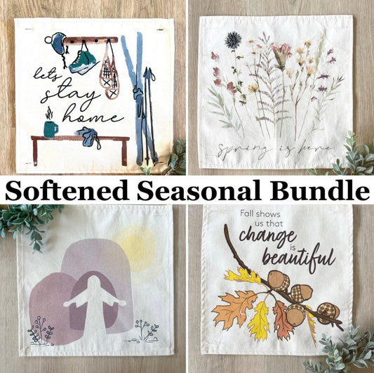 4 PANEL ONLY BUNDLE: SQUARE Softened Seasonal Bundle SAVE!!!: LET'S STAY HOME, PRESSED FLOWERS, TOMB, ACORN BRANCH