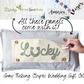 Custom Wedding Gift Bundle:  GRAY TICKING STRIPE pillow + custom last name, LUCKY, HOME SWEET HOME, AMERICA 1776, CUSTOM PANEL