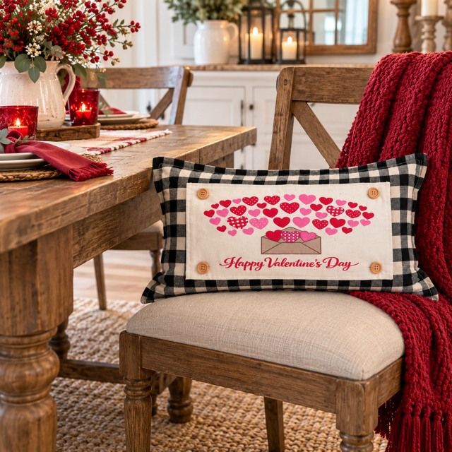 PANEL ONLY:  RECTANGLE Holiday Panel: Valentines, Winter, Love, Hugs, Kisses, Passion, Red, Wife Husband, Boyfriend, Girlfriend, Spouse, Kids, Vintage, Farmhouse, Heart; V-DAY ENVELOPE