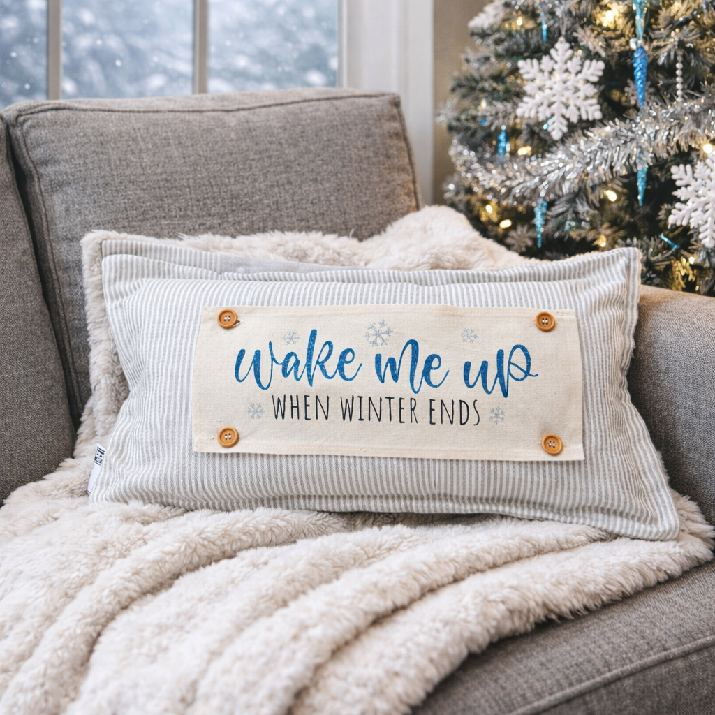 PILLOW ONLY (with fluffy insert): Farmhouse Gray/White Ticking Stripes: GRAY/WHITE STRIPES TICKING  PILLOW (with insert)