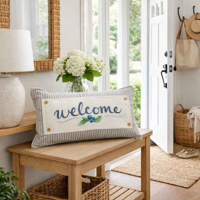 PILLOW ONLY (with fluffy insert): Galvinized Charcoal/Cream Farm Stripes: CREAM/ DARK CHARCOALSTRIPES PILLOW (with insert)