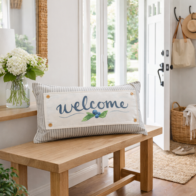 PILLOW ONLY (with fluffy insert): Galvinized Charcoal/Cream Farm Stripes: CREAM/ DARK CHARCOALSTRIPES PILLOW (with insert)