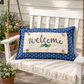 PILLOW ONLY RECTANGLE denim country blue with white polka dots: BLUE POLKA-DOT PILLOW (with fluffy insert)