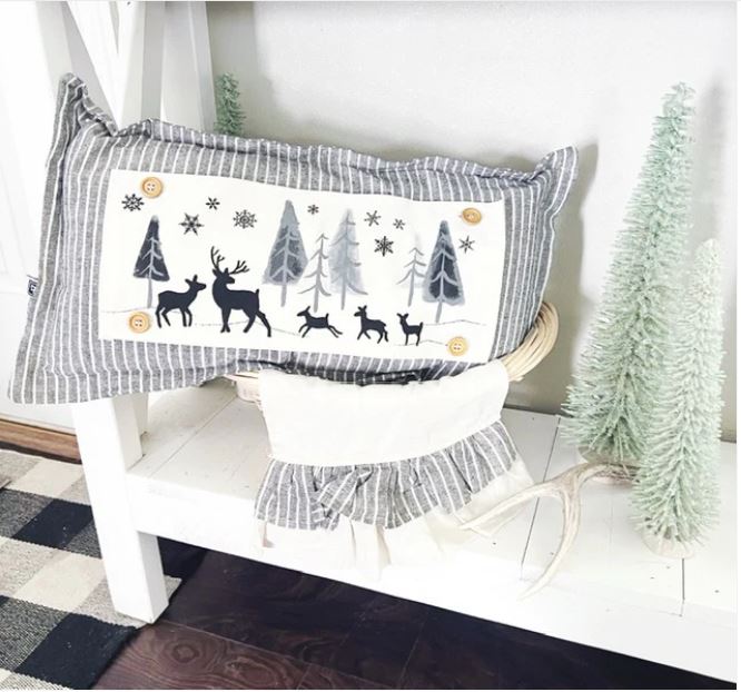NEW! WINTER BUNDLE 26:  3 seasons + CHARCOAL/GALVINIZED STRIPES pillow, FLORAL BUNNIES / BE MY VALENTINE / DEER