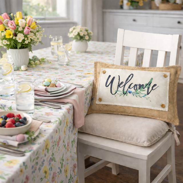 NEW! RECTANGLE SUMMER/FALL BUNDLE:  3 seasons + BOHO pillow:  PEONIES, CITRUS LEMON, OLD WELCOME
