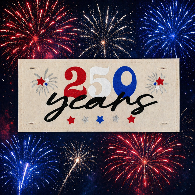 LIMITED TIME!!  250 YEARS GLITTER PANEL ONLY: RECTANGLE Summer BBQ American America Flag Old Glory Sparkly 250 YEARS