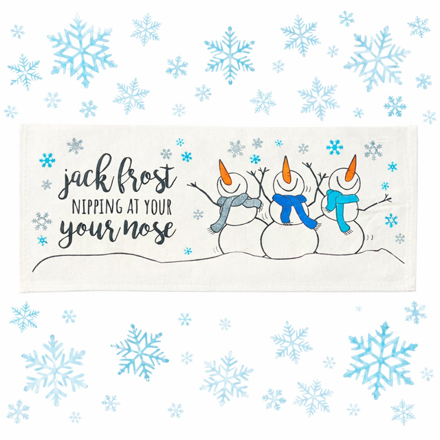 PANEL ONLY: RECTANGLE Season Panel: Winter January Decor Snow Snowflake Christmas; Singing Chorus Caroling Dancing Snowman JACK FROST