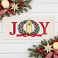 NEW! PANEL ONLY: RECTANGLE Winter; Vintage Christmas, Santa, Pine Wreath, Holly Berries; JOY WREATH