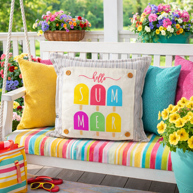 PANEL ONLY: SQUARE Hello Summer Vibes Lazy Days Childhood Memory Hot Melt POPSICLE