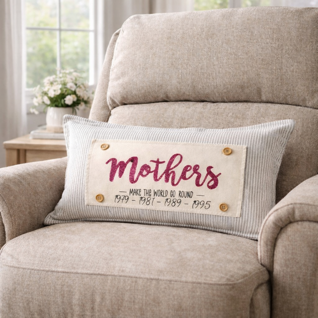 GLITTER CUSTOM PANEL ONLY: RECTANGLE Spring, Gift; Mom Her MOTHER'S DAY MAKE THE WORLD GO ROUND WITH BIRTH YEARS