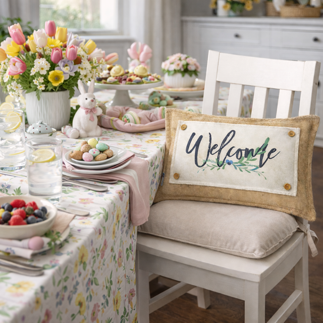 NEW! RECTANGLE SUMMER/FALL BUNDLE:  3 seasons + BURLAP pillow:  LIFE IS SWEET, BARN QUILT, NEW WELCOME