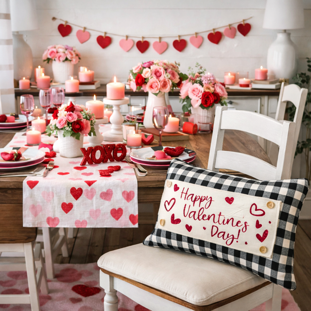 GLITTER PANEL ONLY:  RECTANGLE Glitter Holiday Panel: Winter, Cherry Pink, Love, Spouse, Partner; PINK HAPPY VALENTINE'S DAY