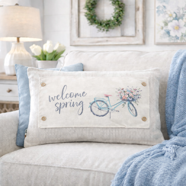 PANEL ONLY: RECTANGLE Flowers Tulips Vintage Old Floral SPRING BIKE