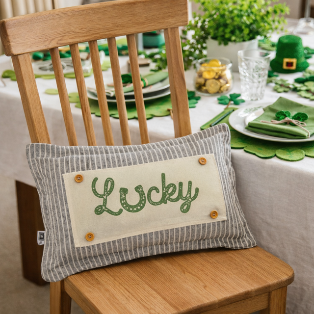 PANEL ONLY: RECTANGLE Holiday Spring, St. Patrick's Day, Leprechaun, Horse Shoe, Green, Irish, March 17th; LUCKY