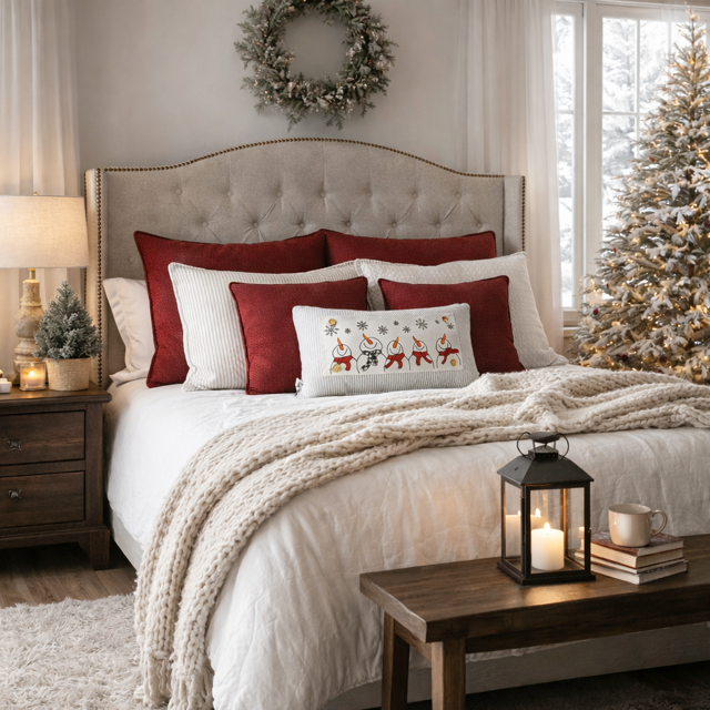 NEW! WINTER BUNDLE 26:  3 seasons + GINGHAM/BUFFALO CHECK pillow: SNOWMAN SCARVES / XOXO / CARROT PATCH