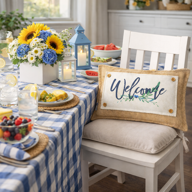 NEW! RECTANGLE SUMMER/FALL BUNDLE:  3 seasons + BOHO pillow:  PEONIES, CITRUS LEMON, OLD WELCOME