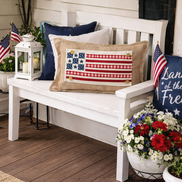 NEW! RECTANGLE SUMMER/FALL BUNDLE:  3 seasons + BURLAP pillow:  LIFE IS SWEET, BARN QUILT, NEW WELCOME