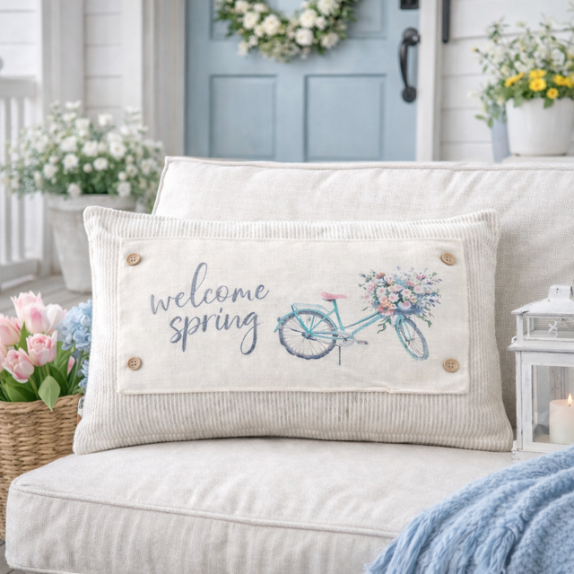 PANEL ONLY: RECTANGLE Flowers Tulips Vintage Old Floral SPRING BIKE