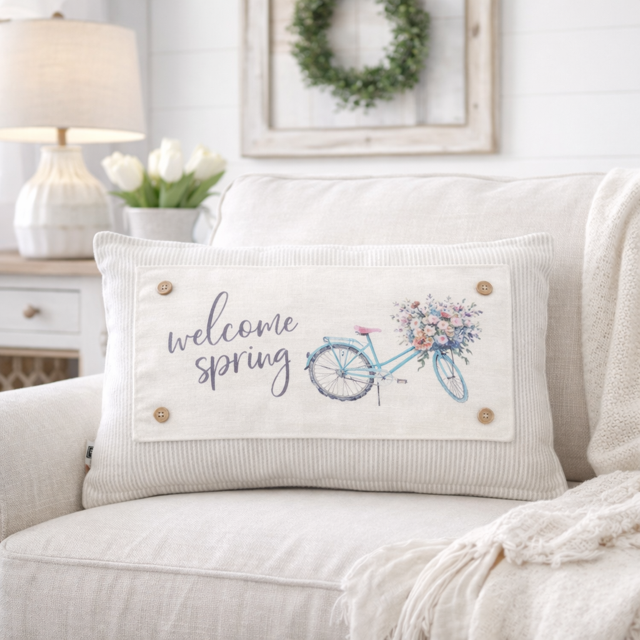 PANEL ONLY: RECTANGLE Flowers Tulips Vintage Old Floral SPRING BIKE