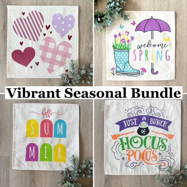 4 PANELS ONLY: SQUARE Vibrant Bundle SAVE!!!: HEARTS, SPRING BOOT, POPSICLES, HOCUS POCUS