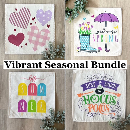 4 PANELS ONLY: SQUARE Vibrant Bundle SAVE!!!: HEARTS, SPRING BOOT, POPSICLES, HOCUS POCUS