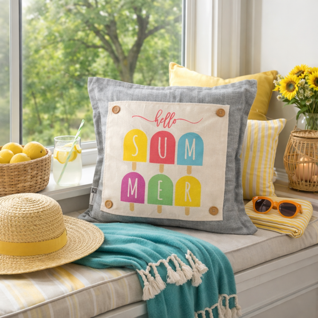 PANEL ONLY: SQUARE Hello Summer Vibes Lazy Days Childhood Memory Hot Melt POPSICLE