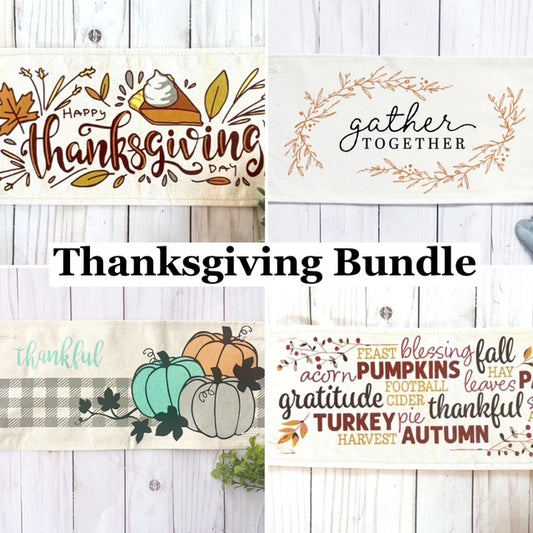 4 PANELS ONLY BUNDLE : RECTANGLE THANKSGIVING Bundle SAVE!  PIE, GATHER TOGETHER, THANKFUL PUMPKIN, FALL SUBWAY ART