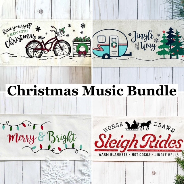 4 PANELS ONLY BUNDLE: RECTANGLE Christmas Music Bundle  SAVE!  SLEIGH RIDE,  JINGLE BELLS, CMAS BIKE, MERRY AND BRIGHT LIGHTS