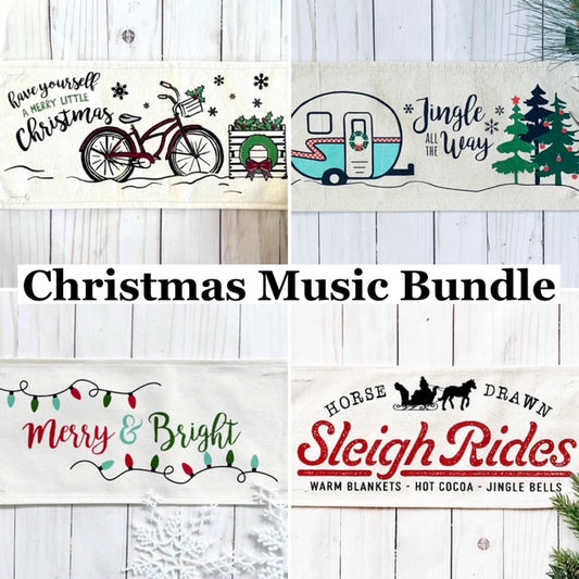 4 PANELS ONLY BUNDLE: RECTANGLE Christmas Music Bundle  SAVE!  SLEIGH RIDE,  JINGLE BELLS, CMAS BIKE, MERRY AND BRIGHT LIGHTS