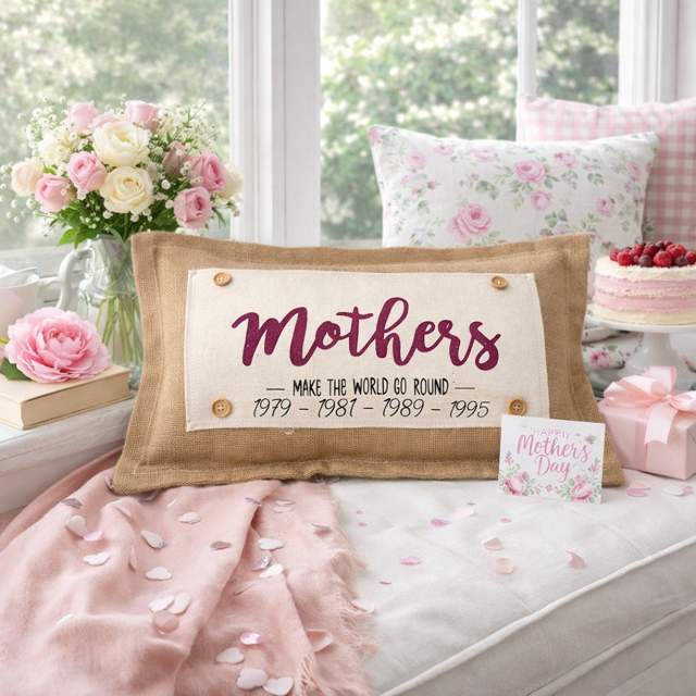 GLITTER CUSTOM PANEL ONLY: RECTANGLE Spring, Gift; Mom Her MOTHER'S DAY MAKE THE WORLD GO ROUND WITH BIRTH YEARS