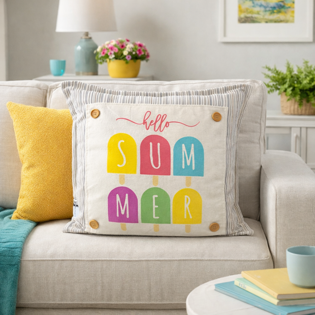 PANEL ONLY: SQUARE Hello Summer Vibes Lazy Days Childhood Memory Hot Melt POPSICLE