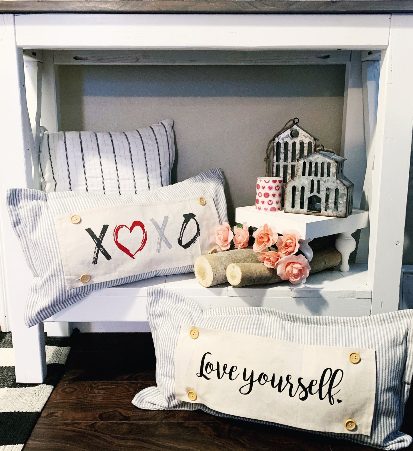 NEW! CUSTOM WINTER WEDDING BUNDLE 26:  3 seasons + GINGHAM/BUFFALO CHECK pillow: SNOWMAN SCARVES / XOXO / CARROT PATCH / CUSTOM PANEL