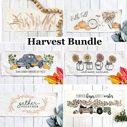 6 PANELS ONLY BUNDLE: RECTANGLE Fall SAVE BIG!: WHEAT,  FALL BIKE, VINTAGE PUMPKIN TRUCK, SUNFLOWER JAR, GATHER TOGETHER, TRACTOR