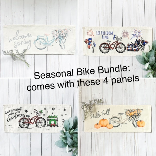 BUNDLE DEAL: Vintage Bike Panels (4 pack) SAVE!!! SPRING, FIREWORKS, FALL, CHRISTMAS BIKES