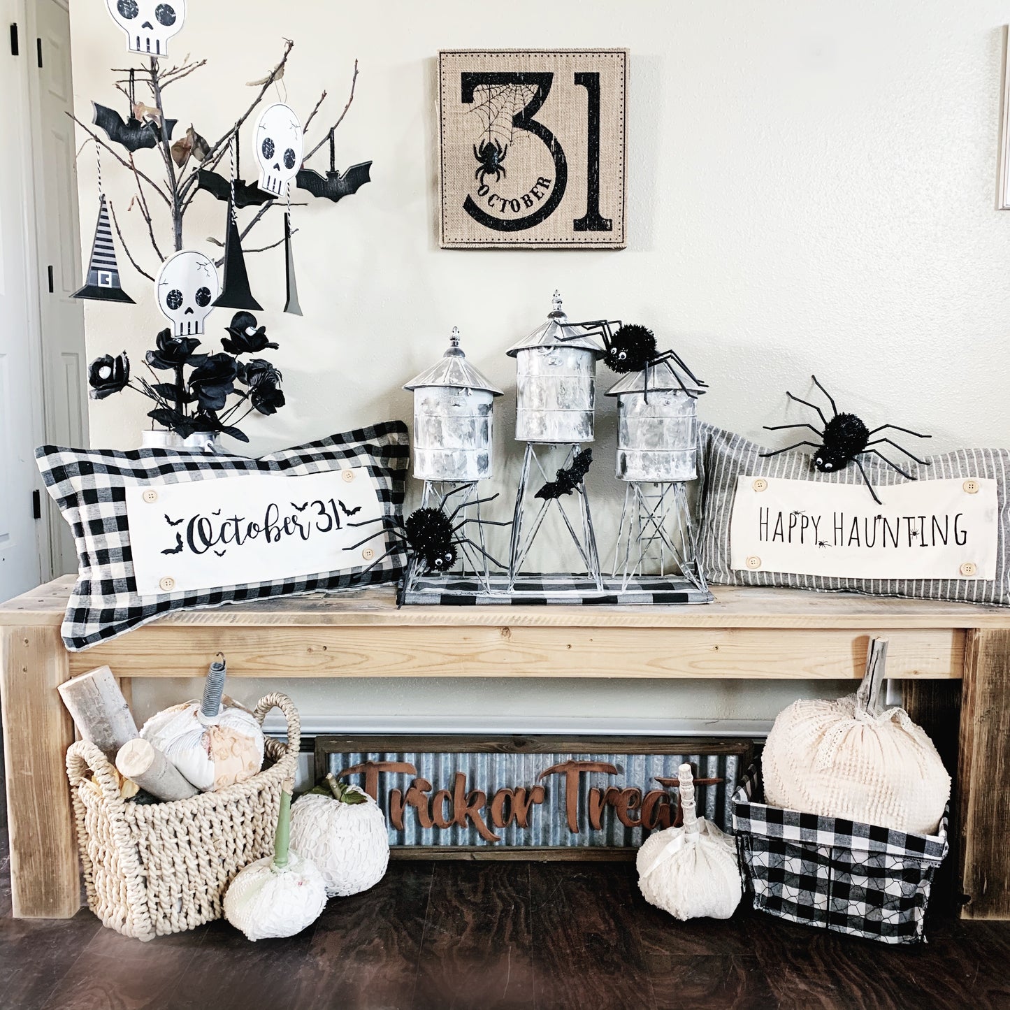 SEASONAL BUNDLE SET: Charcoal/Cream Stripes Pillow (comes with foam insert and these 4 panels in back pocket); Winter Spring Summer Fall Autumn: THANKFUL PUMPKINS, JACK FROST SNOWMAN, BUNNY HOP EASTER, AMERICAN 1776