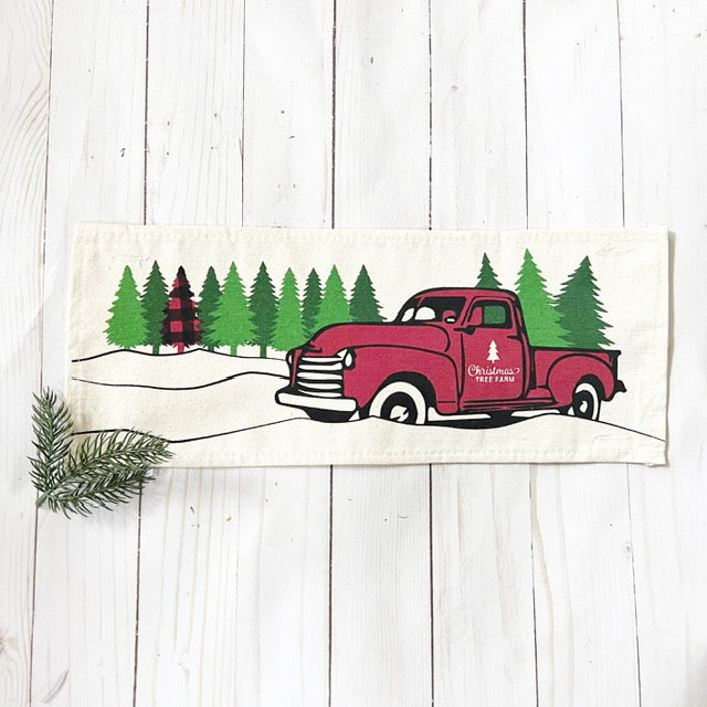 NEW!   Holiday Panel: Winter, Trees,  Father's Day Dad  Vintage; Christmas Red Buffalo Check Tree Truck